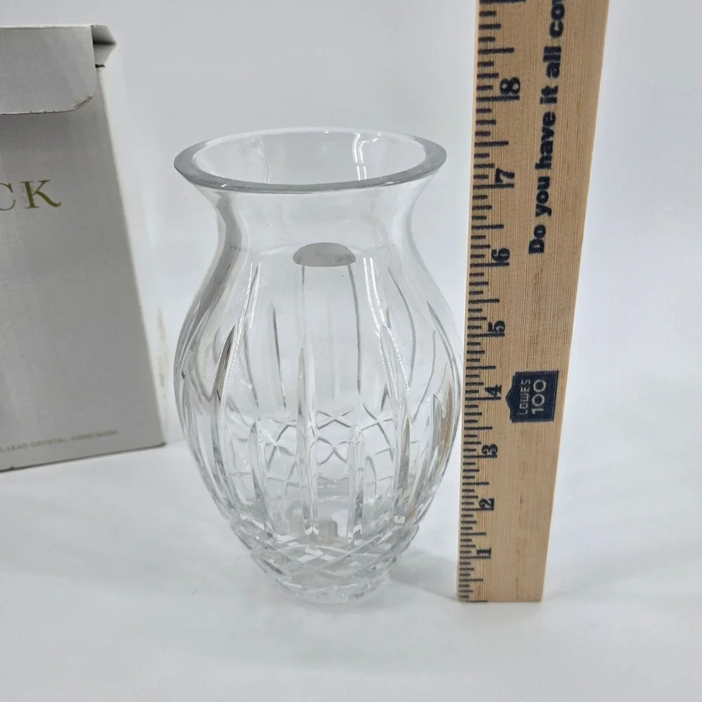 Block Crystal Vase Home Decor Hand Made 24% Lead Crystal Clear 6in New